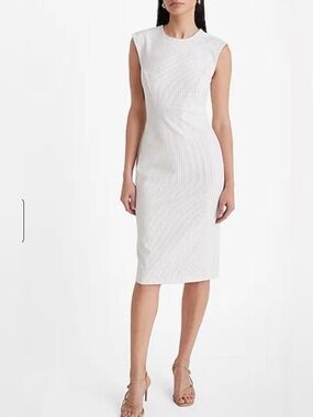 NWT Express White Pinstripe Midi Sheath Dress